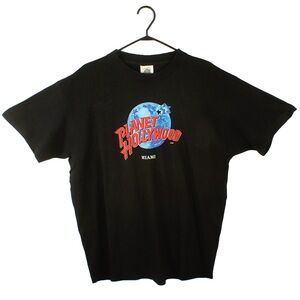 Vintage 90s Planet Hollywood Miami Black Single Stitch Short Sleeve Shirt